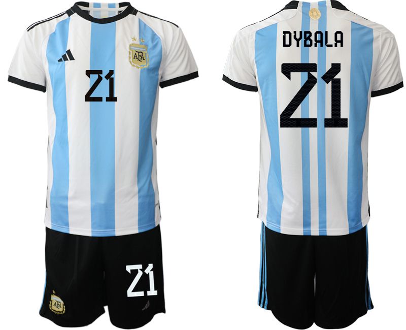 Men 2022 World Cup National Team Argentina home white #21 Soccer Jerseys